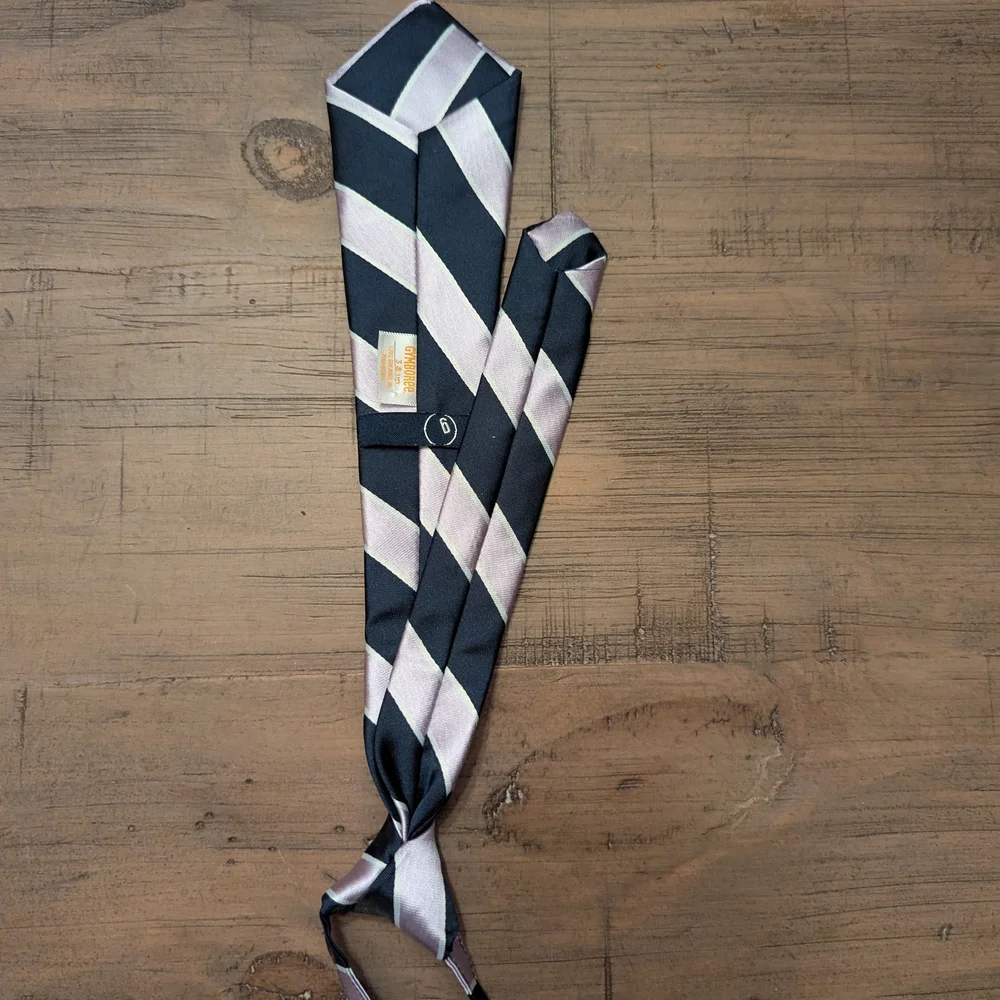 Boys Preppy Striped Black and Silver Necktie